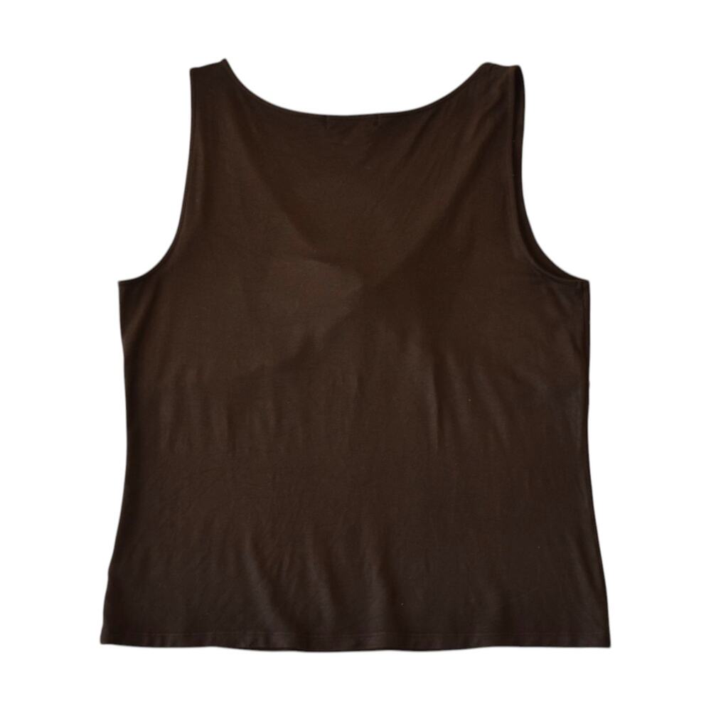 Y2K Lauren Ralph Lauren Dark Brown V Neck Tank Top Size XL - Picture 4 of 4